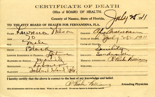 Wilson, Lawrence death certificates