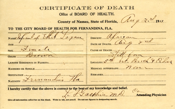 Logan, Infant of Ethel death certificates