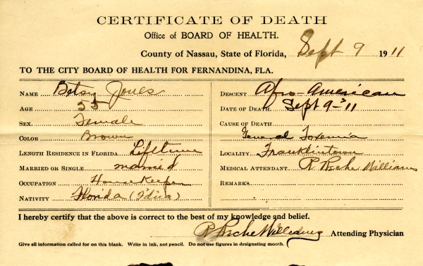 Jones, Betsy death certificates