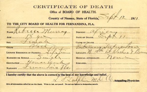 Murray, Rebecca death certificates