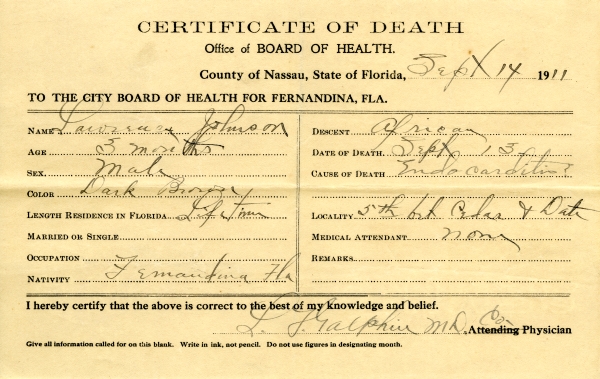 Johnson, Lawrence death certificates