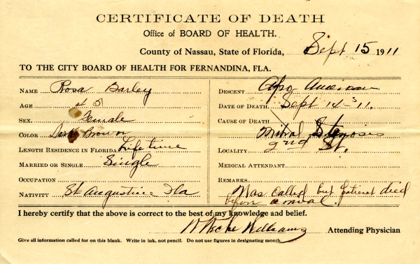 Barley, Rosa death certificates