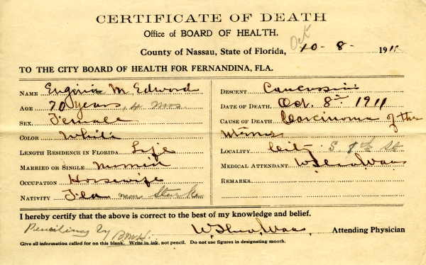 Edward, Eugenia M. death certificates