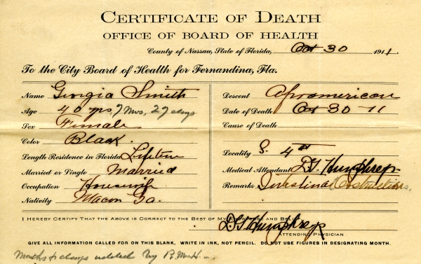 Smith, Georgia death certificates