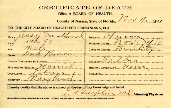 Smallwood, Jesse death certificates
