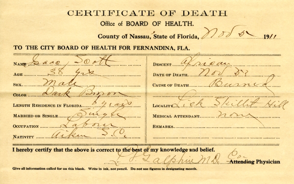 Scott, Isaac death certificates