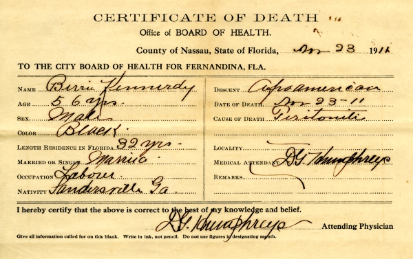 Kennedy, Berrie death certificates