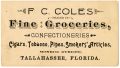 Advertisement for F. C. Coles, Tallahassee, ca. 1905