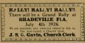 New Bridge Hope Primitive Baptist Church Rally Ticket, 1926