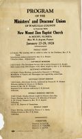Ministers' and Deacons' Union of Wakulla County Program, 1928