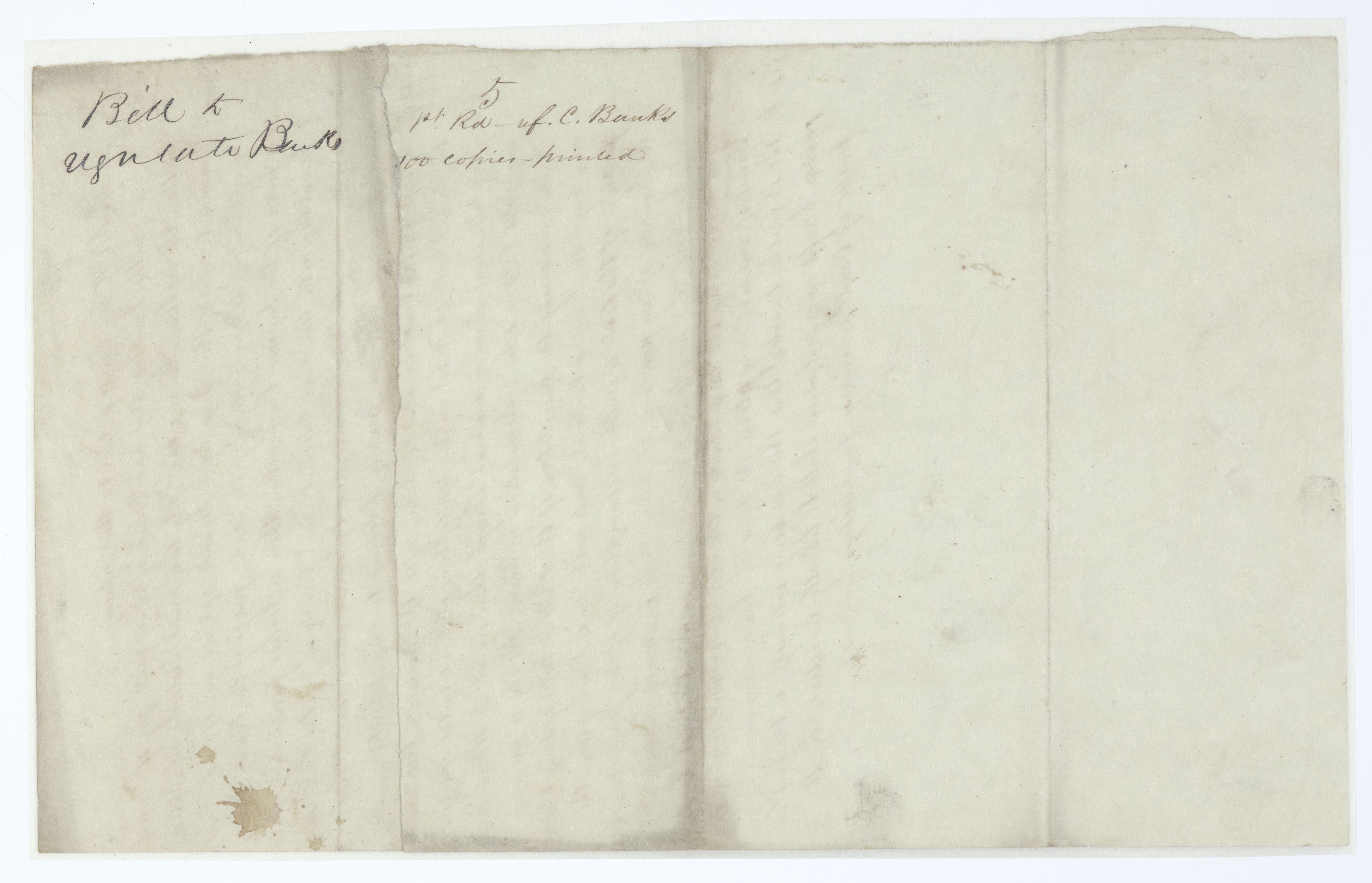 Florida Memory Draft Of An Act To Regulate The Banks Of Florida Circa 1845