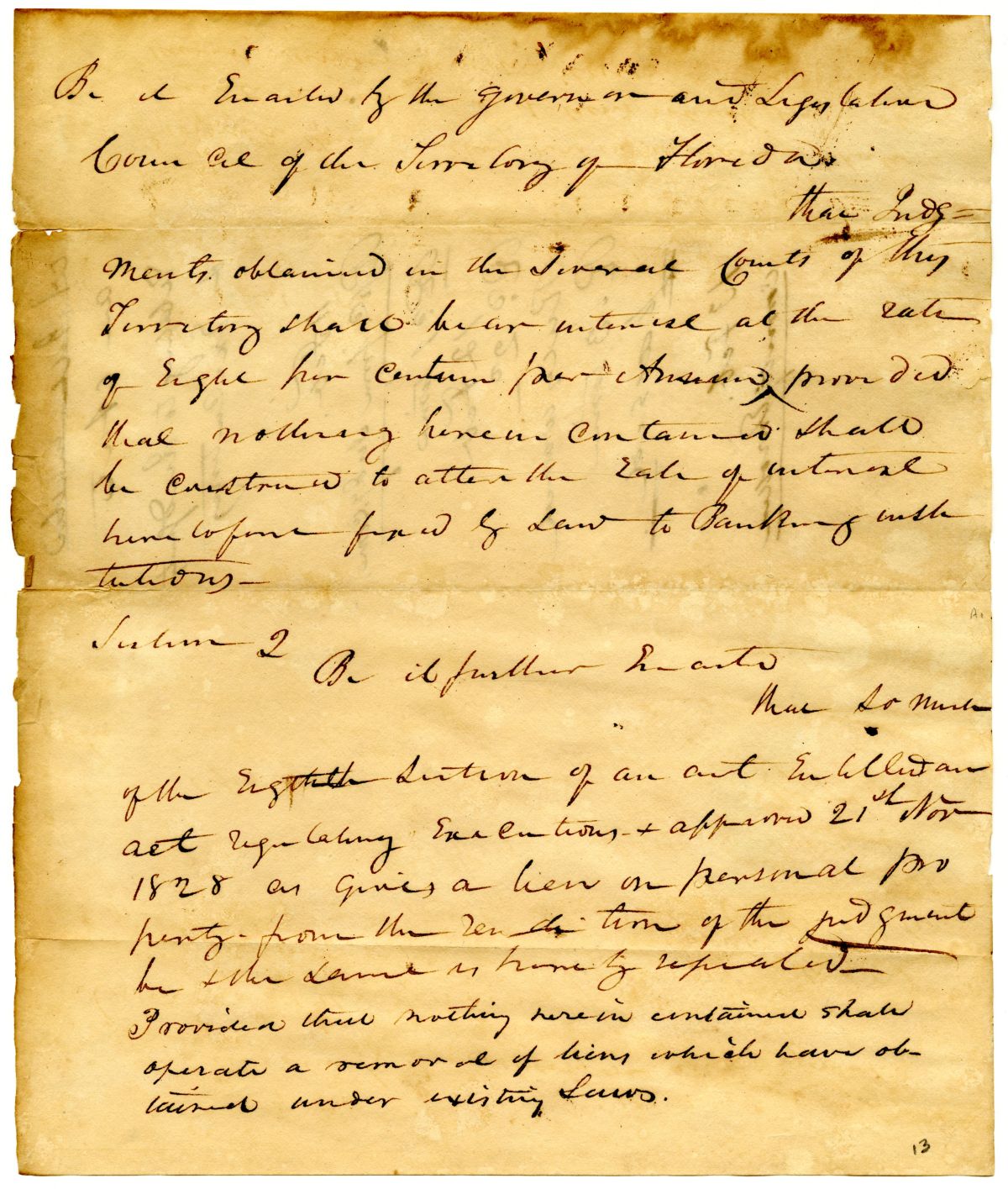 Draft of an Act Relating to Judgements and Executions, 1831