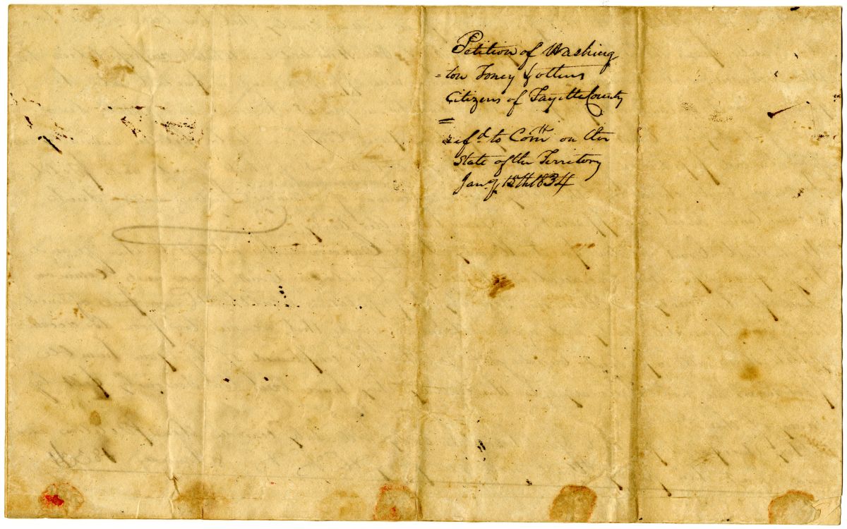 Petition of Citizens of Fayette County to Restore Fayette County's Original Boundaries or Reunite It with Jackson County, 1834