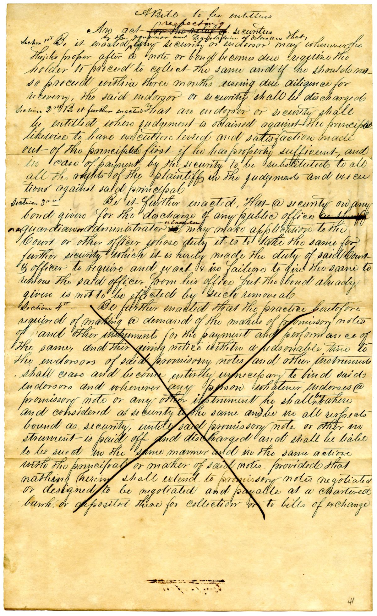 Draft of an Act Respecting Securities, 1842