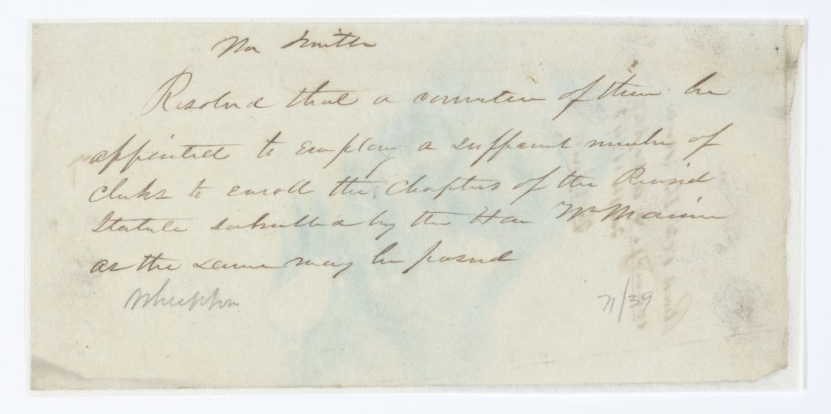 Resolution Appointing a Committee to Employ Clerks to Enroll the Chapters of the Revised Statutes, 1843