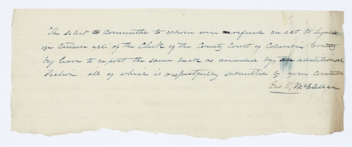 Report of the Select Committee to Whom Was Referred an Act to Legalize Certain Acts of the Clerk of the Columbia County Court, 1844
