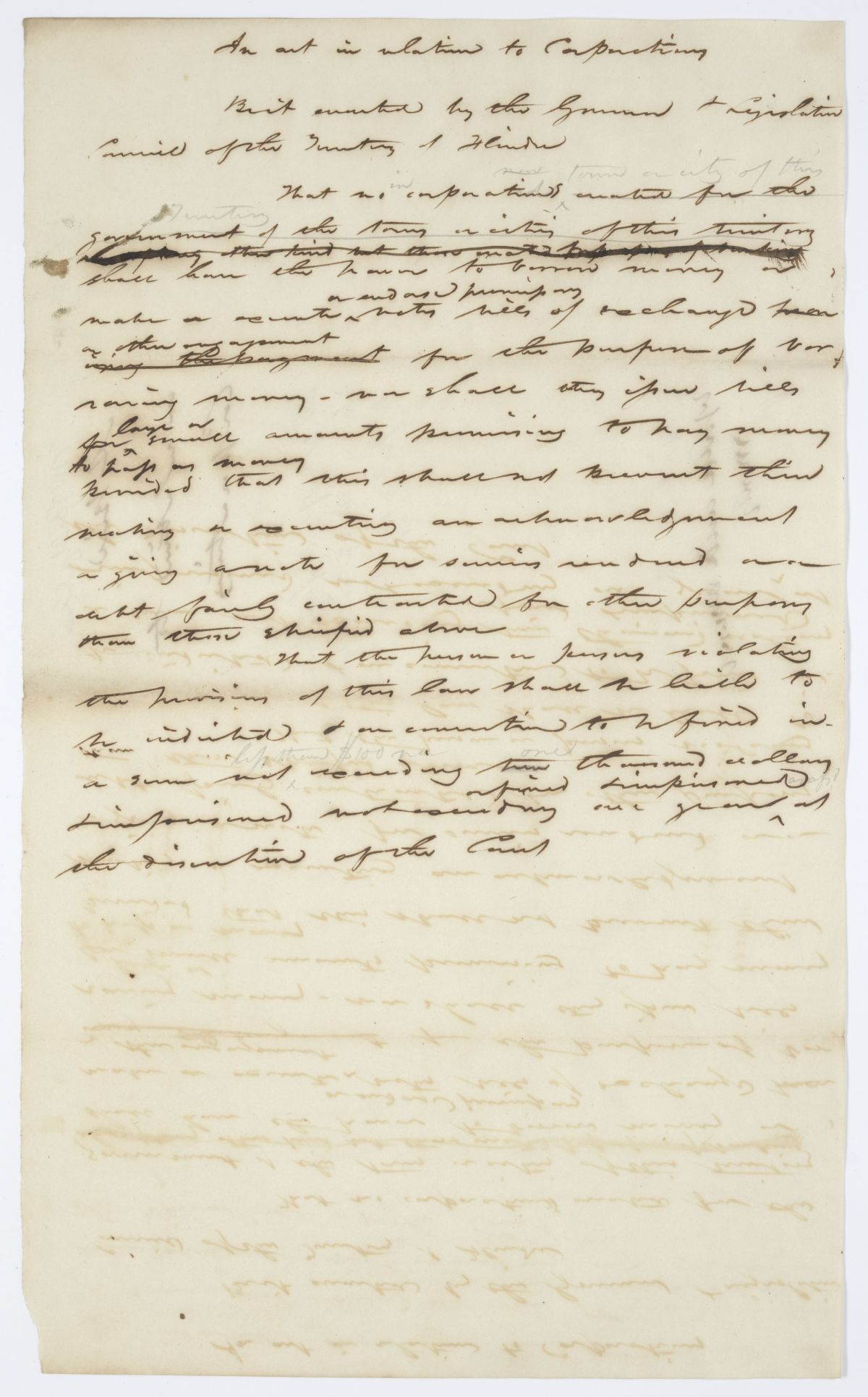 Draft of a Bill in Relation to Corporations