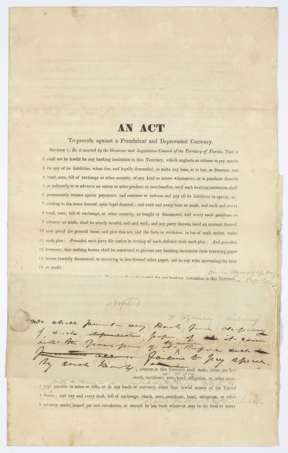 Draft of an Act to Provide Against a Fraudulent and Depreciated Currency