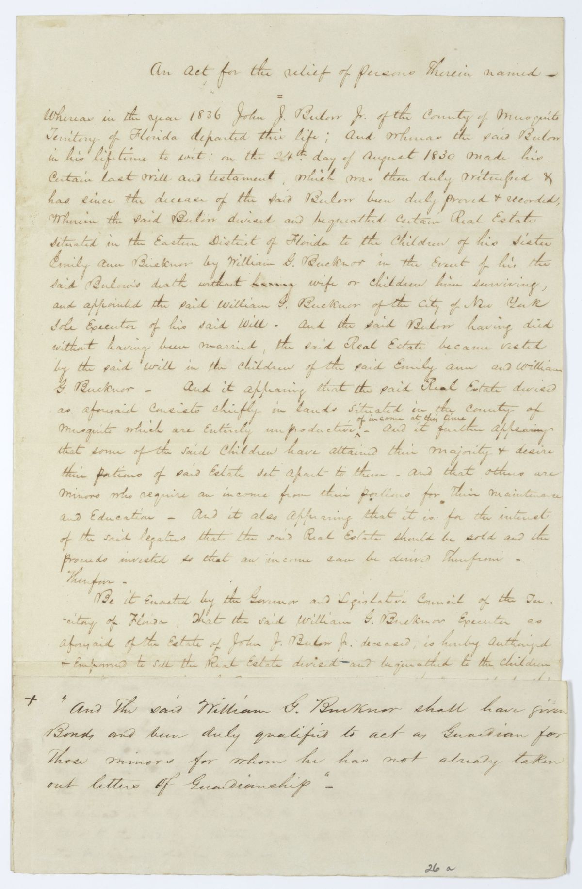 Draft of an Act for the Relief of Persons Therein Named, 1844