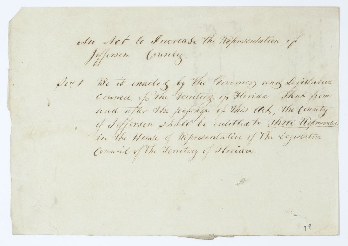 Draft of an Act to Increase the Representation of Jefferson County, circa 1844