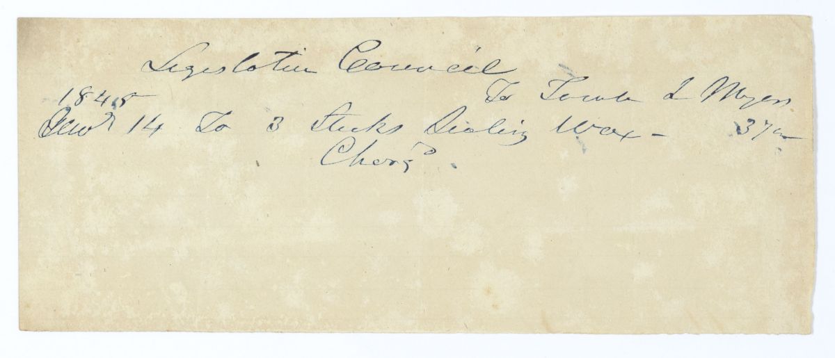 Receipt for Sealing Wax, 1845