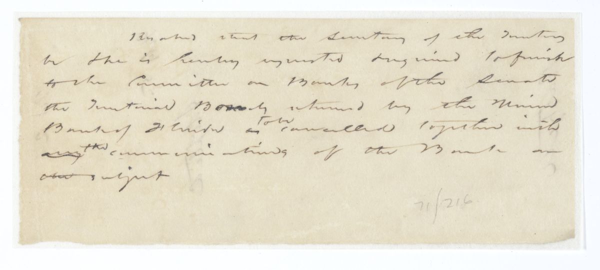 Resolution Regarding Territorial Bonds Returned by the Union Bank of Florida, circa 1845
