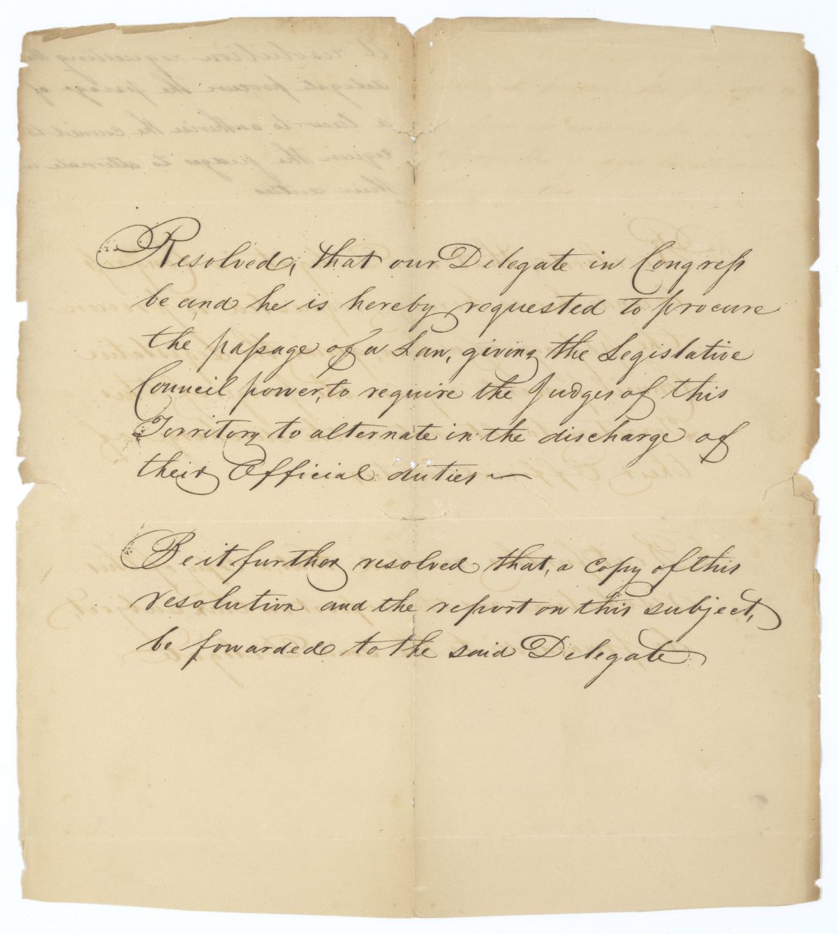 Resolution Directing the Florida Delegate in Congress to Procure a Law Giving the Territorial Legislative Council Certain Power Regarding Judges, 1832