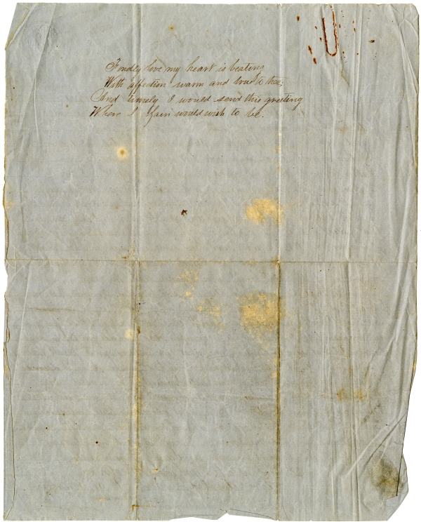 Excerpt of Albert Chalker's letter to Martha Bardin, November 20, 1864 (Collection M72-11, State Archives of Florida).