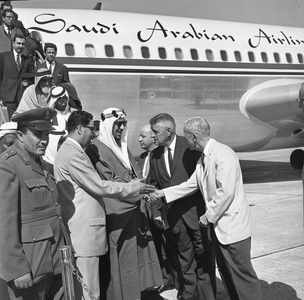 King of Saudi Arabia being greeted at the Palm Beach International Airport.