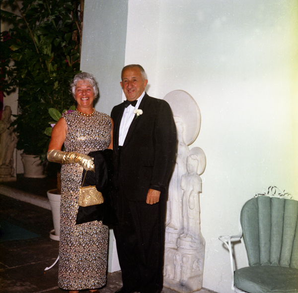 Mr. & Mrs. Tom Carvel at the Everglades Club for the St. Mary's Hospital ball in Palm Beach.