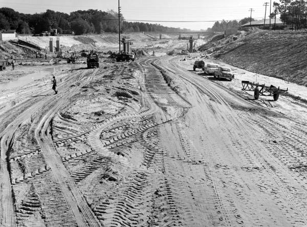 Workers constructing Interstate 10 - Escambia County, Florida.