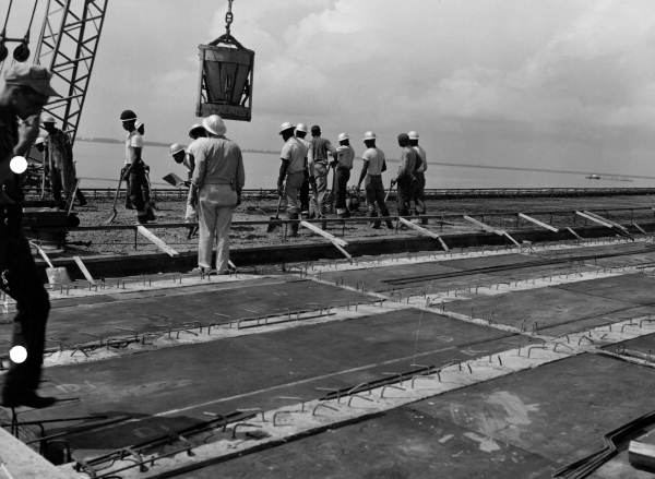 Construction workers on the Third Bay Bridge - Hillsborough County, Florida