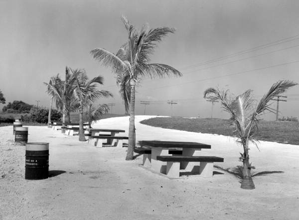 Picnic tables at a wayside park near the old north toll gate - Monroe County, Florida
