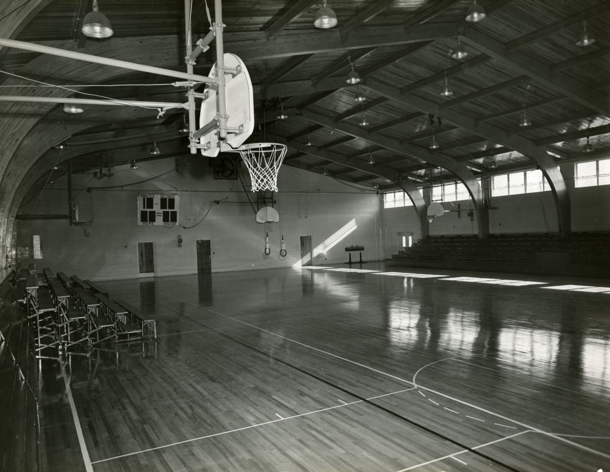 Interior view of gymnasium at the Florida Industrial School for Boys in Marianna, Florida.