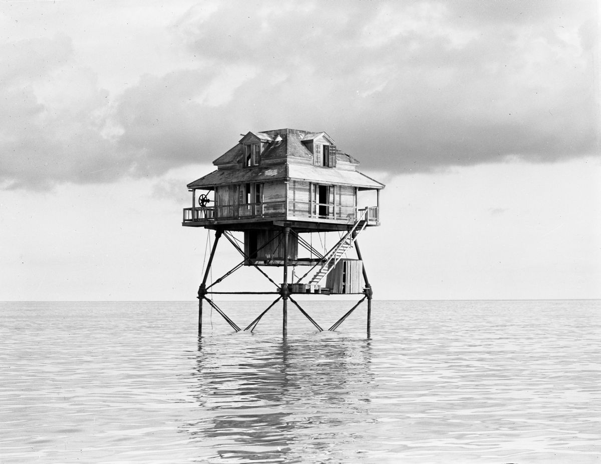 Deactivated light station on stilts located near the entrance to the Northwest Channel leading into Key West, Florida.