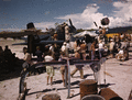 View showing film crew on location for the movie "On an Island with You" at Anna Maria Island, Florida.