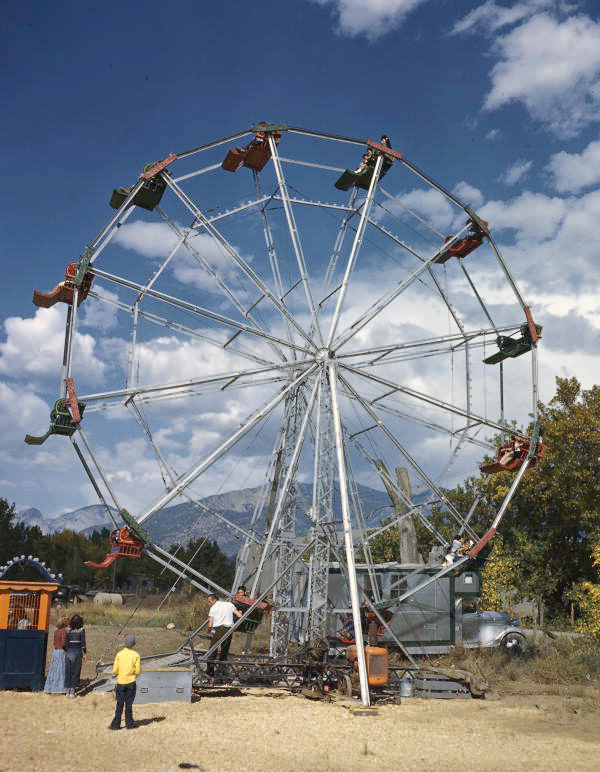 View of a ferris wheel in Taos, New Mexico.