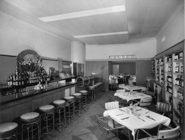 Interior view of the Plaza Restaurant in Sarasota, Florida.