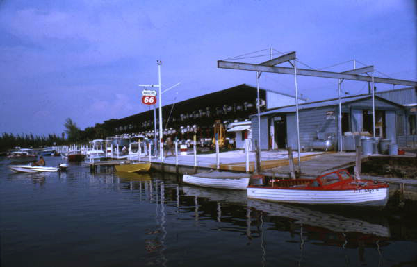 View of Denny Mercer's boat marina in Sarasota, Florida.
