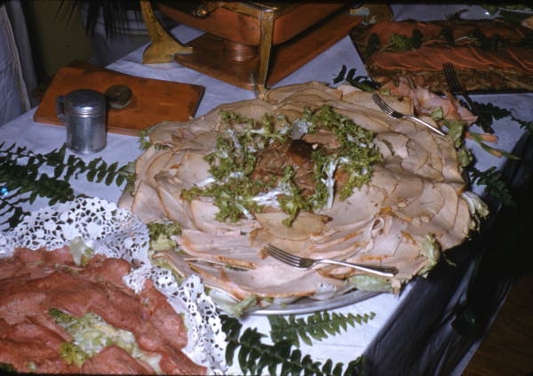 View showing display of catered meat in Sarasota, Florida.