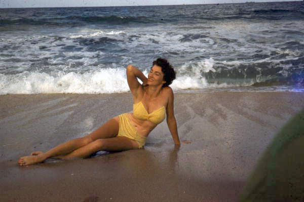 Model at the seashore on the beach in Sarasota, Florida.