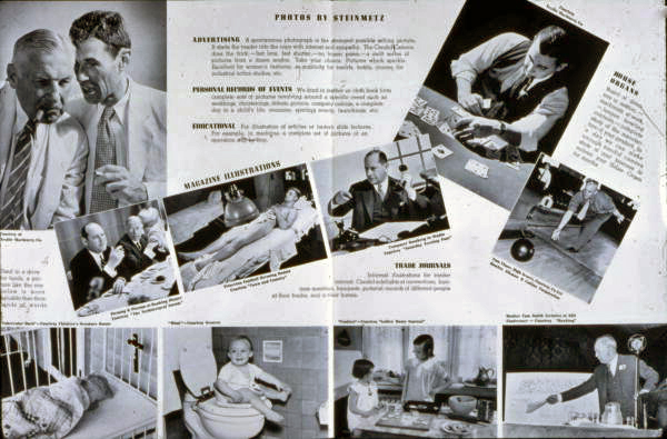 Copy showing interior of a 1938 circular featuring various Joe Steinmetz photographs.
