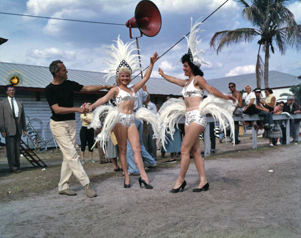 View showing Ringling Circus performers in costume at the winter quarters in Sarasota, Florida.
