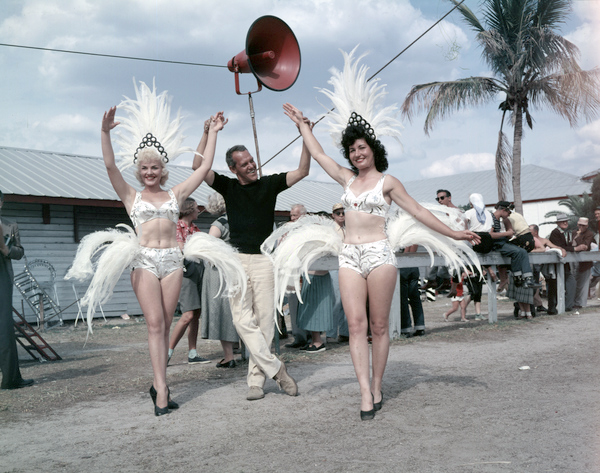 View showing Ringling Circus performers in costume at the winter quarters in Sarasota, Florida.