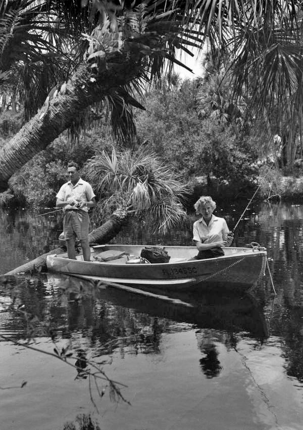 Couple fishing in Sarasota, Florida.