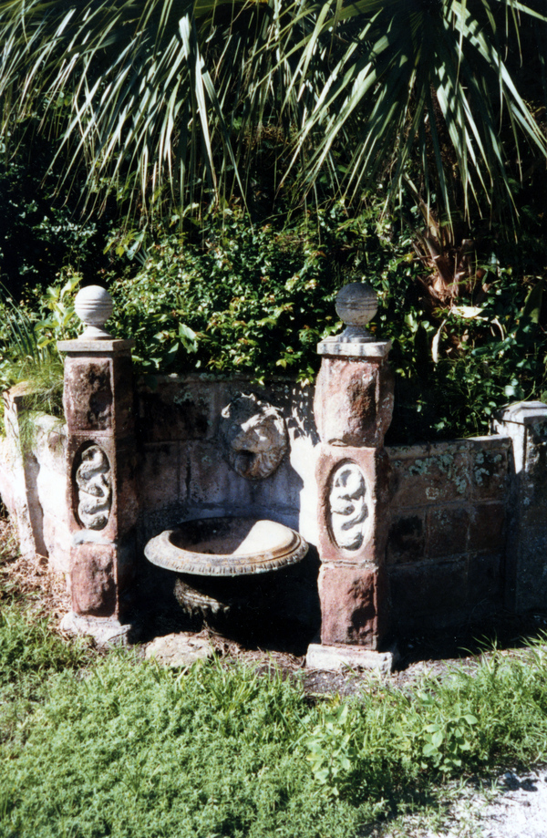 Fountain at the Koreshan State Historic Site in Estero, Florida.