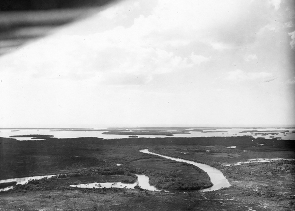Aerial view looking west over Estero River.