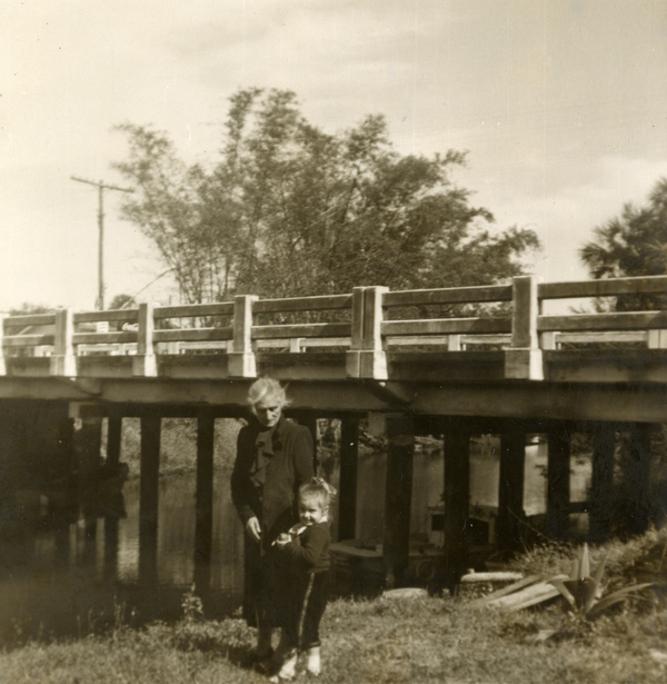 Gertrude Grieve with her granddaughter Isabelle Molinaro on the Koreshan Unity property in Estero, Florida.