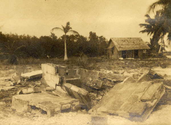 Remnants of Dr. Teed's mausoleum at Ft. Myers Beach on Estero Island after hurricane.