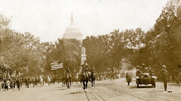 General Pershing on horseback in a parade at Washington, D.C.